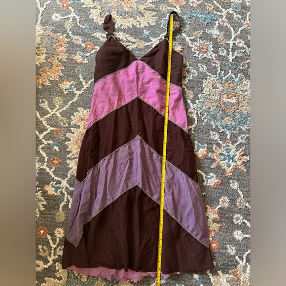 BCBG Maxazria Color Block Purple Brown Sleeveless Midi Dress Size 8 - Picture 9 of 13